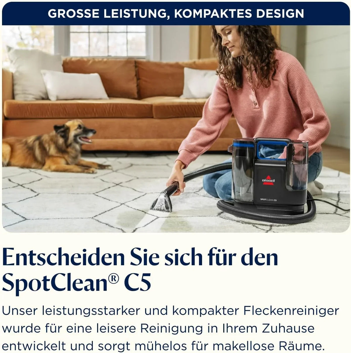 Limpiador de tapicerías y alfombras SpotClean C5, aspirador en seco y húmedo portátil de 400 W, 3,72 kg, para alfombras, tapicerías y coche