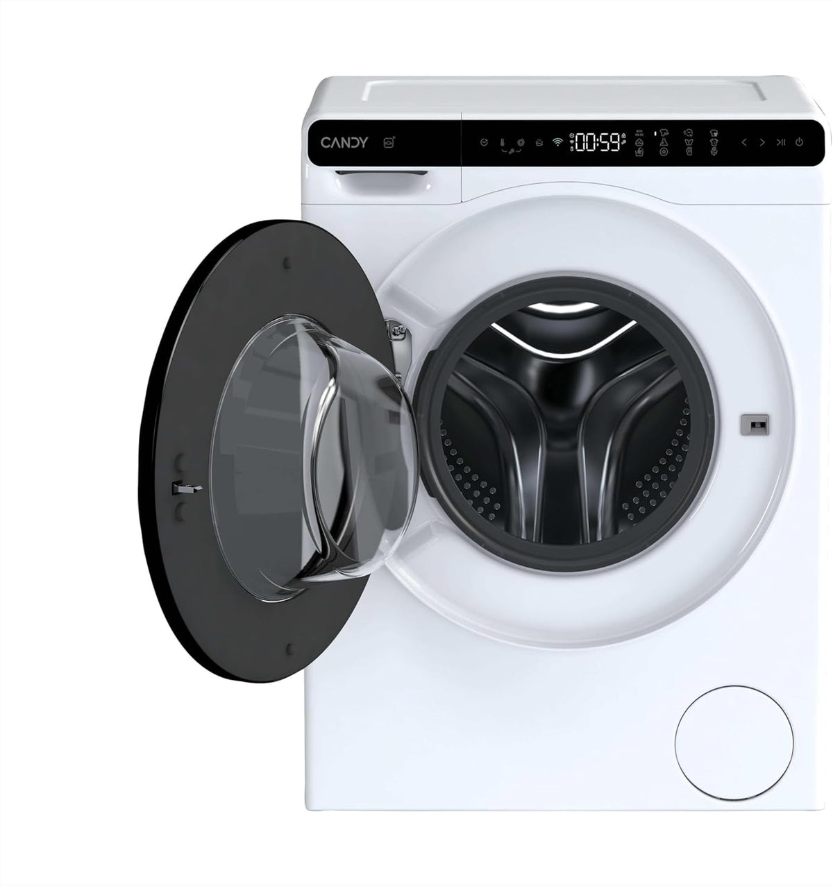 Lavadora Candy ProWash 700 Mini CW50-BP12307U1-S, 5 kg, 1200 rpm, pantalla digital, conectividad Wi-Fi, 12 ciclos, motor Inverter, inicio diferido 24 horas, bloqueo infantil, detector de carga (KG Detector), 69 dB