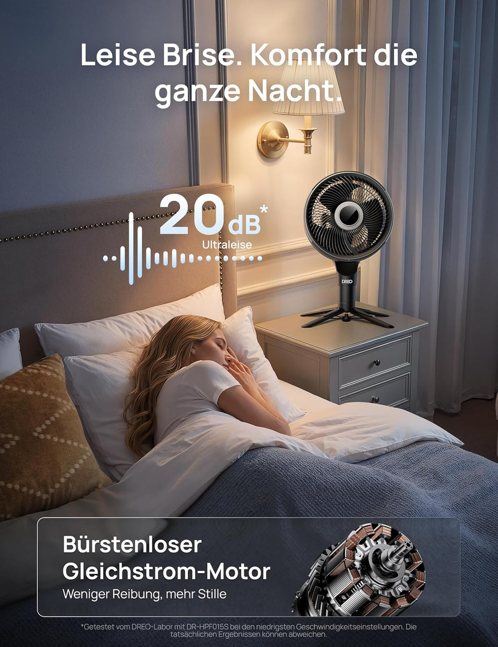 Ventilador inteligente DREO para dormitorio, ventilador de pie, oscilación omnidireccional de 150°+100°, alcance de circulación de aire de 36,6 m, motor CC silencioso, 12 velocidades, 6 modos, 20 dB, control remoto, temporizador de 12 horas.